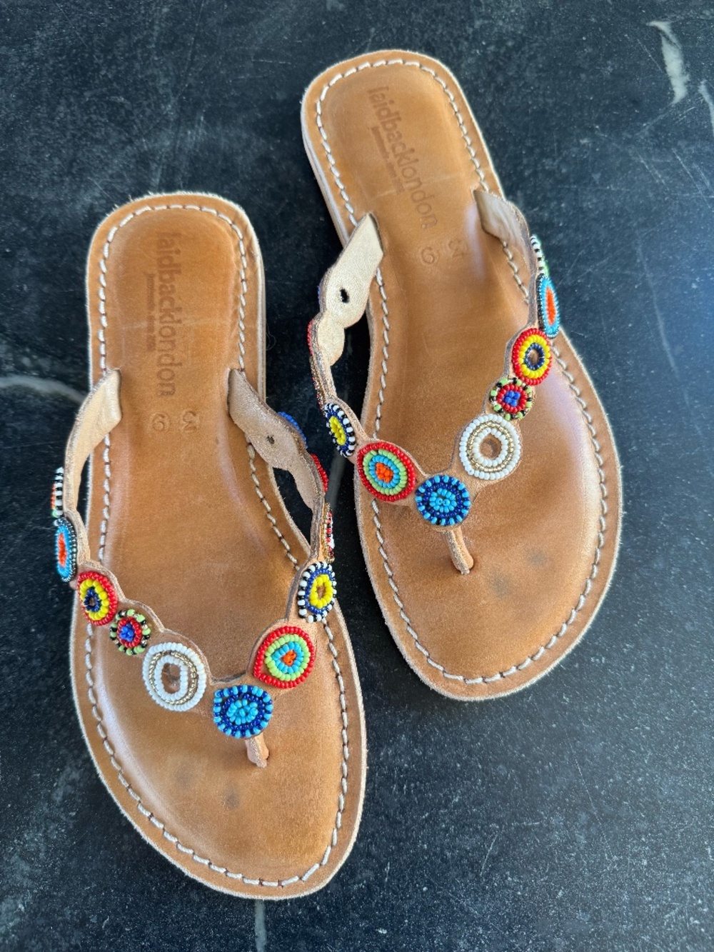 Laidbacklondon hand-beaded flip flop